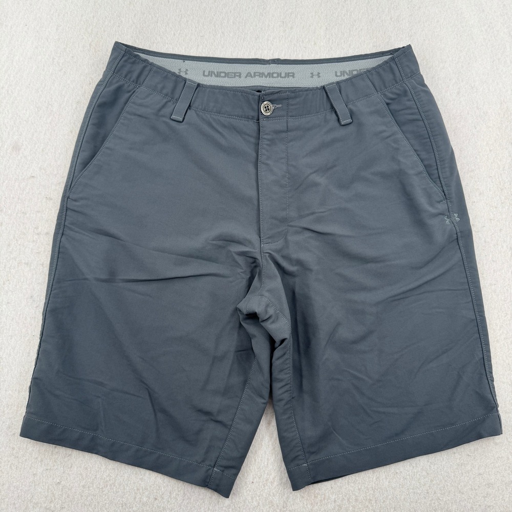 Under Armour Mens Nylon Golf Shorts Gray Size 36 Athleisure Performance Stretch